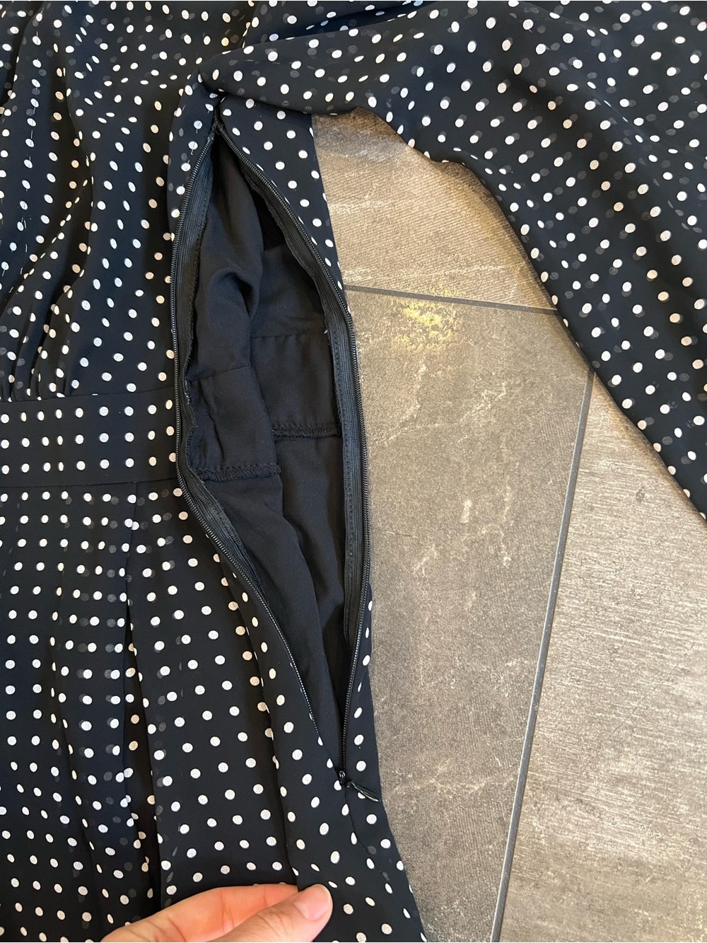 Ann Klein Polka Dot Long Sleeve Midi Dress - Black/White size 16 - Picture 8 of 12